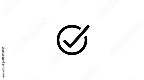 Black Check Mark Icon Animation on White Background