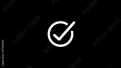 White Check Mark Icon Animation on Black Background