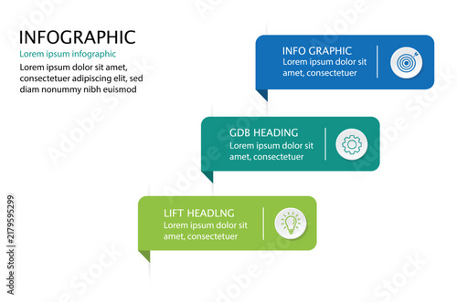 Vertical infographic timeline 3 steps template. 
