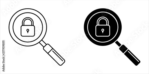 Magnifying glass icon, search icon Vector Illustration, Magnifying glass set, Zoom symbol,  zoom lens sign, scan search symbol isolated, search symbol for web icons flat vector illustration.