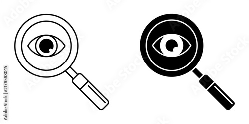 Magnifying glass icon, search icon Vector Illustration, Magnifying glass set, Zoom symbol,  zoom lens sign, scan search symbol isolated, search symbol for web icons flat vector illustration.