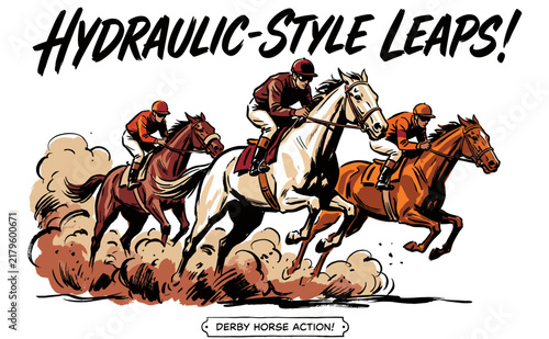 Картината върху платно Illustration of jockeys racing horses in a competition