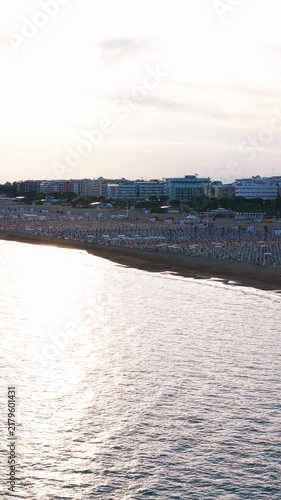 Aerial view of bibione italy beach at sunset