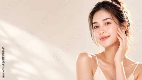 Beautiful Woman with Radiant Healthy Skin for Skincare Advertising