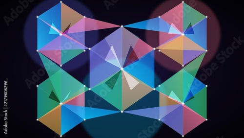 Abstract Geometric Crystal Prism Neon Light Background