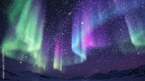 Mesmerizing holographic aurora borealis effect with flowing shifting lights in a seamless looping video mimicking northern skies and ethereal motion