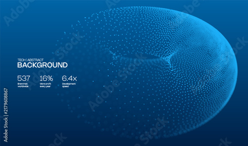 Circle blue dot with background tech wave and concentric globe abstract. Pattern line digital with future light technology and energy graphic 3d. Banner bg circle with black concept background.