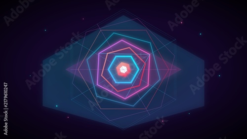 Obraz na płótnie Abstract Geometric Hexagonal Tunnel Optical Illusion Background