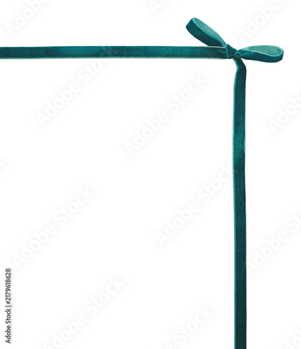 Konstfotografi Turquoise velvet ribbon border on a transparent background