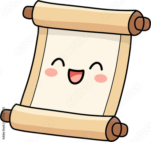 Cute smiling scroll paper vector illustration