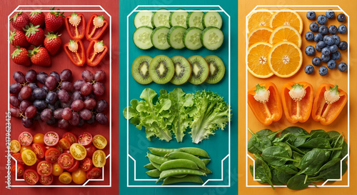 Fresh Fruits and Vegetables Collection at a Market with Colorful Organic Produce, Healthy Food, Vegetarian Diet Ingredients, Nutrition, and Natural Lifestyle Diversity