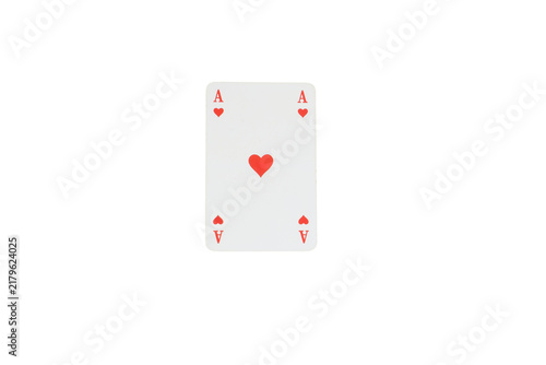 Photography ace of hearts playing card, single poker gambling element isolated on transparen