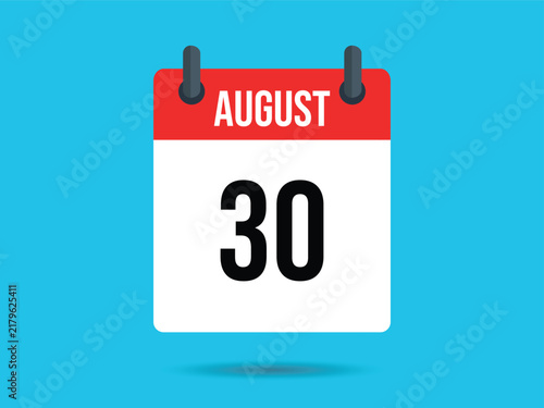 Картината върху платно August 30th Red Calendar Displaying the Date with a Blue Background, Office Plan