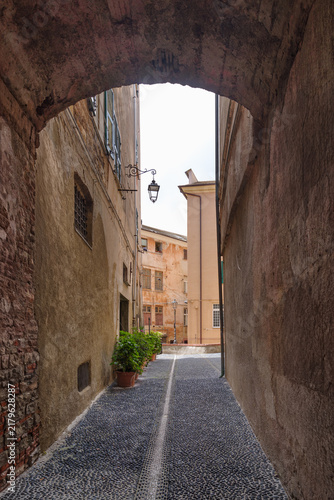 Street view of Imperia old town, Italy