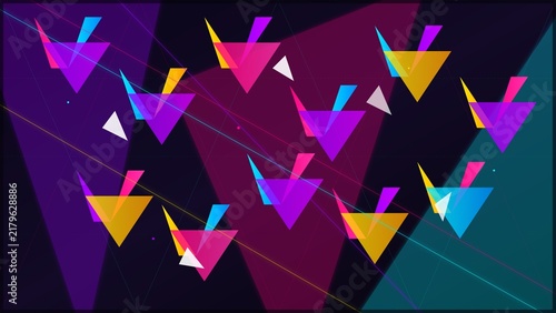 Canvastavla Neon Geometric Triangles Abstract Pattern Background