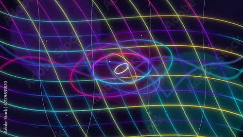 Foto Vibrant Holographic Neon Wave Abstract Op Art Background