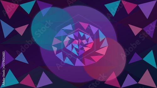 Abstract Geometric Mosaic Background with Glowing Hexagons
