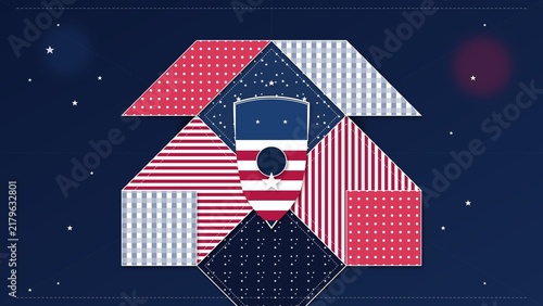 American Patriotic Quilt Background Seamless Pattern
