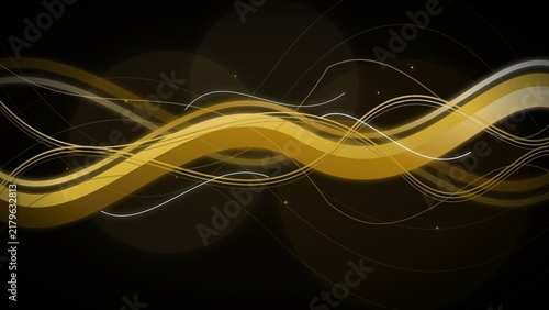 Abstract Geometric Golden Light Trails and Glowing Waves Background