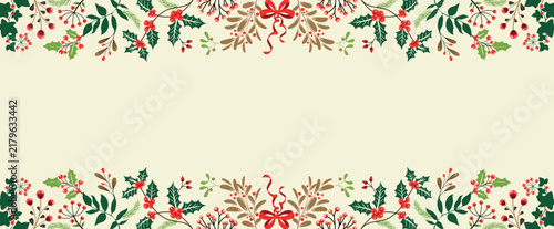 Winter-themed illustration frame with a floral print