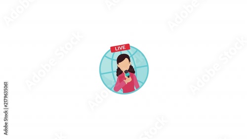 Globe Woman Hand Microphone Live Icon