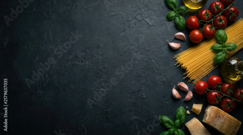 Fresh Italian Ingredients on Dark Slate