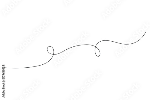 Continuous one line art depicting a flowing curve with small loops, featuring an editable stroke.