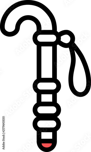 Quadro su tela White Cane With Wrist Strap Line Icon - Blind