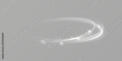 White Glowing Light Trail with Sparkling Particles and Magic Swirl Effect