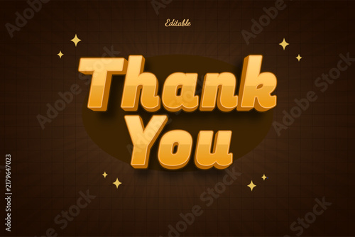 Thank You Editable Text Effect 3d Style Bold