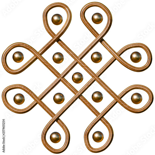 Golden endless knot symbol. 