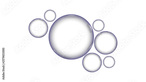 Transparent water soap bubbles isolated on white background