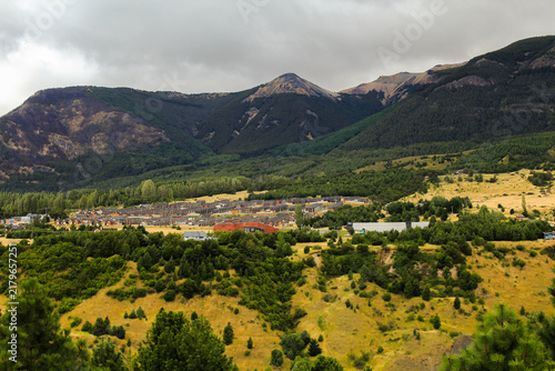Coyhaique Patagonia Chile Panoramic Landscape of Patagonia Town Valley Surrounded by Andes Mountains