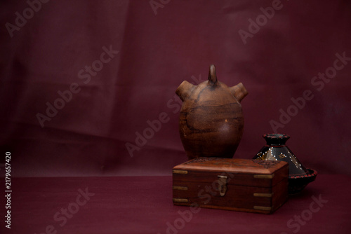  Vintage wooden jewellery box and Traditional ceramic