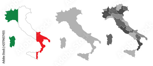 Italy Map Silhouette, Detailed Country Map Outline Vector Illustration