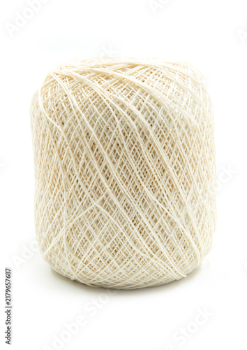 Yarn for crocheting and hook isolated on white