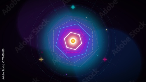Naklejka Abstract Geometric Hexagonal Tunnel Background