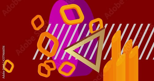 Geometrical graphic retro theme background animation with place for text. Minimal geometric elements frame video. Vintage abstract shapes for advertising.