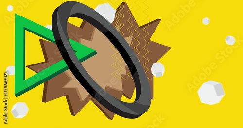 Geometrical graphic retro theme background animation with place for text. Minimal geometric elements frame video. Vintage abstract shapes for advertising.