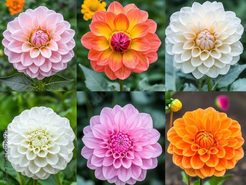 Vibrant dahlia flowers in various colors