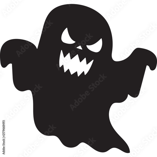 Scary Halloween Ghost Silhouette Icon