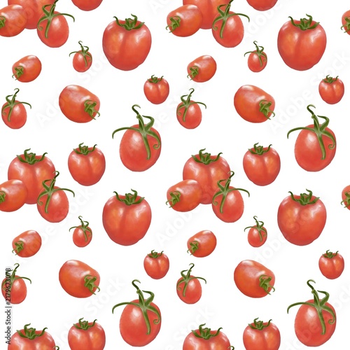 Red watercolor tomato seamless background