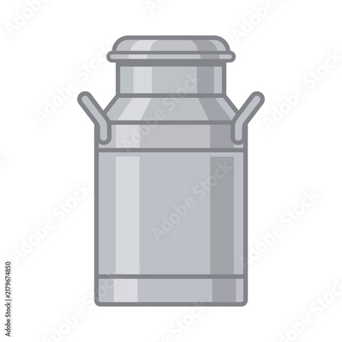 Metal Milk Churn Container Flat Vector Illustration