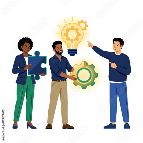 Business Team Working Together on Creative Puzzle Concept