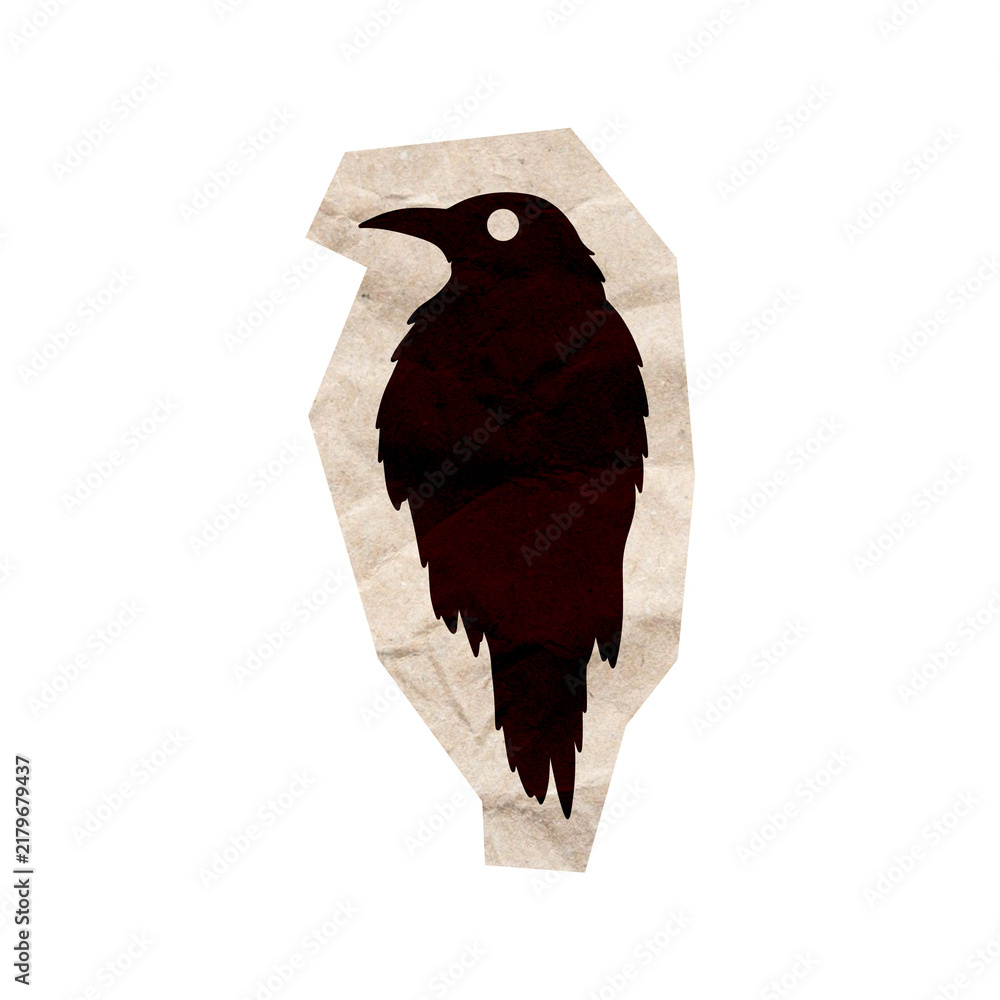 Obraz premium Spooky Black Crow Halloween Cutout Silhouette Illustration