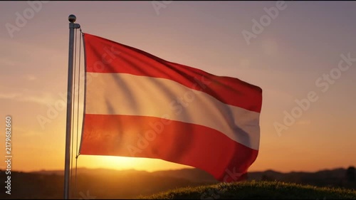 Realistic Cinematic waving flag of Austria