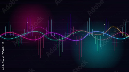 Konstfotografi Neon Digital Sound Wave Dynamic Music Spectrum Background