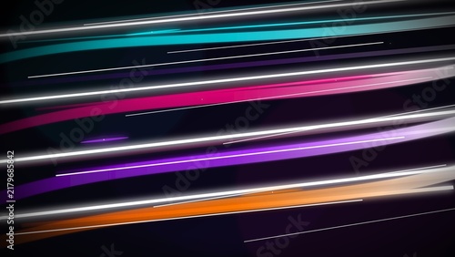 Obraz na plátně Abstract Glowing Cyberpunk Neon Speed Lines Background