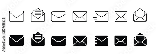 Email Icon Set With Mail, Message, Envelope And Communication Symbols Editable Stroke Vector