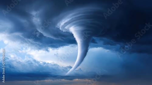A powerful tornado twists under a dark, stormy sky, showcasing nature's raw force and dynamic weather patterns.